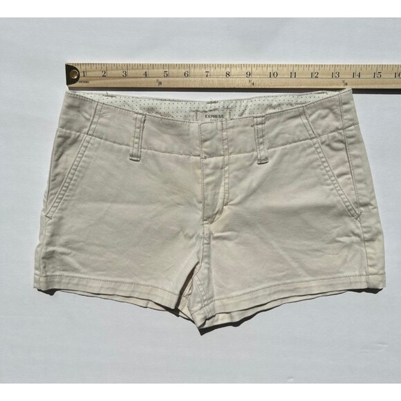 Express Chino Stretch Tan Cotton Cuffed Hem Shorts Women’s Size 2 - Picture 7 of 8